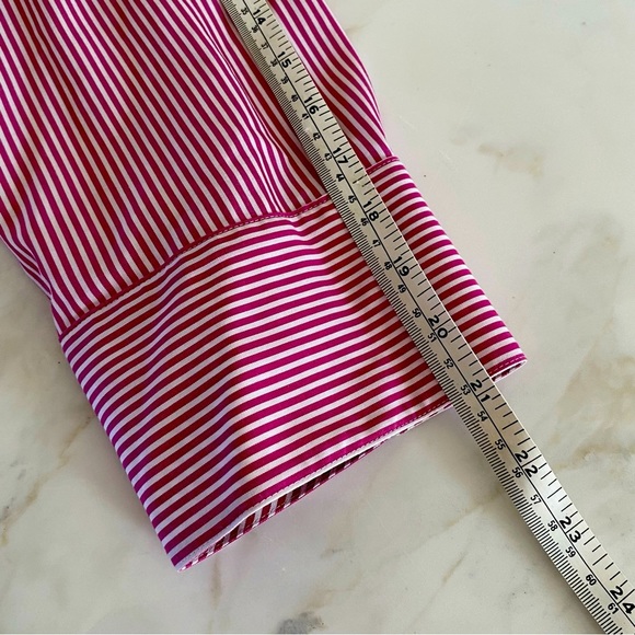 CHICO Blouse Button up shirt Size 2 Stripped Pink white - Picture 7 of 15